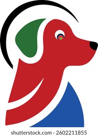 4 Colour dog side pose logo wearing halmet