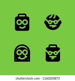 4 comic icons in vector set. geek and nerd illustration for web and graphic design