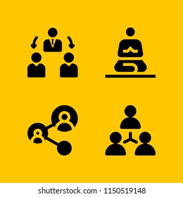 4 community icons in vector set. team, teamwork, cultures and link illustration for web and graphic design