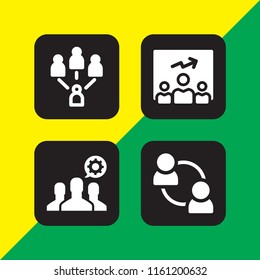 4 community icons in vector set. teamwork, group and team illustration for web and graphic design