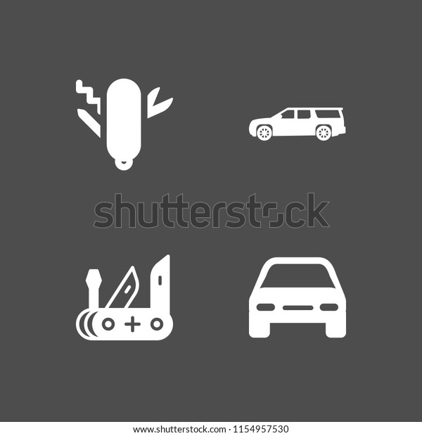 4 compact icons\
in vector set. swiss army knife, suv and car compact illustration\
for web and graphic design