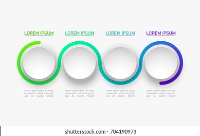 4 componentes compõem algo. Faixa de opções de estilo de origami círculo de negócios moderno. Vetor de infográficos, layout de fluxo de trabalho, diagrama, opções de número, quatro passos para cima opções, web design