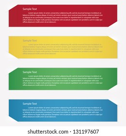 4 composite empty colorful paper pages on white background color with place for text. banner/background vector.