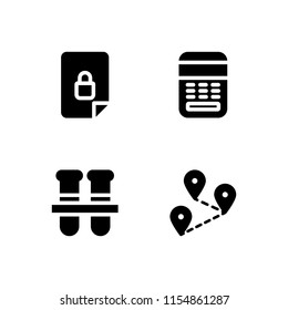4 computer icons in vector set. technological, lock, distance and healthcare and medical illustration for web and graphic design