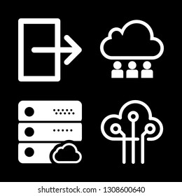 4 computing icons with server and cloud connections in this set