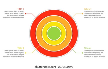 4 concentric circles diagram template. Clipart image isolated on white background