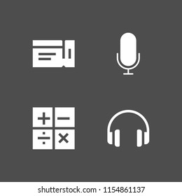 4 concert icons in vector set. ticket, microphone, audio and sings illustration for web and graphic design