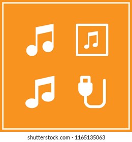 4 conductor vector icon set with usb cable and musical note icons for mobile and web