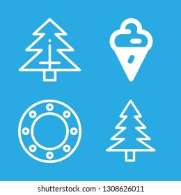 4 cone icons with wreath and pine in this set
