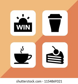 4 confetti icons in vector set. win, cup and cake illustration for web and graphic design