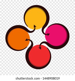 4 connected circle infographic vector illustration