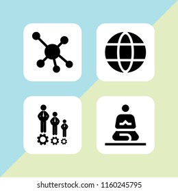 4 connection icons in vector set. molecule, cultures, human resources symbol and internet illustration for web and graphic design