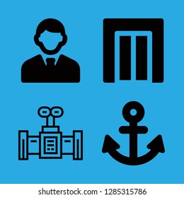 4 construction icons with anchor and valve in this set