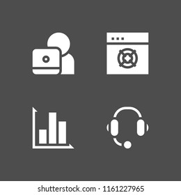 4 consultant icons in vector set. customer support, diagram and support illustration for web and graphic design