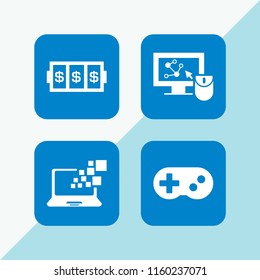 4 controller icons in vector set. slots coincidence, gamepad console and monitor illustration for web and graphic design