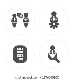 4 Conversation, Curriculum, Settings, Searching modern icons on round shapes, vector illustration, eps10, trendy icon set.