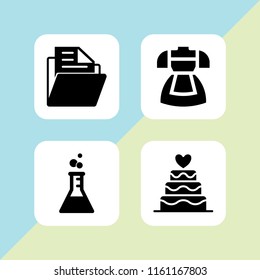 4 copy space icons in vector set. experiment, folder, cake and dress illustration for web and graphic design