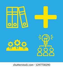 4 corporate icons with three document folders and businessman in this set