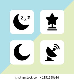 4 cosmos icons in vector set. star, moon and satellite illustration for web and graphic design