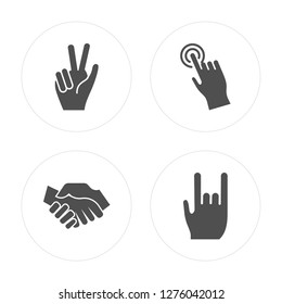 4 Counting, Handshake, Tap, Maloik modern icons on round shapes, vector illustration, eps10, trendy icon set.