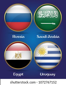 4 Countries Flags Group A for Soccer Championship