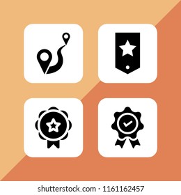 4 country icons in vector set. medal, distance to travel between two points and army illustration for web and graphic design