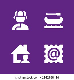 4 couple icon set with canoe, at and home vector illustration for graphic design and web