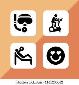 4 couple icons in vector set. in love, exercise, workout and scuba diving illustration for web and graphic design