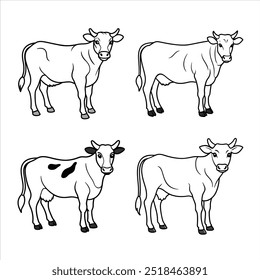 4 vetor de vaca ilustração linha arte