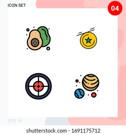 4 Creative Icons Modern Signs and Symbols of food; soldier; healthy food; army; planets astronomy Editable Vector Design Elements