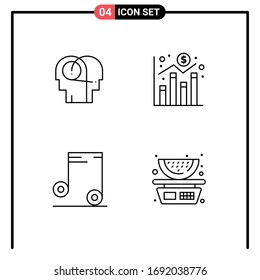 4 Creative Icons Modern Signs and Symbols of better; audio; human; graph; food Editable Vector Design Elements