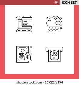 4 Creative Icons Modern Signs and Symbols of api; license; programming; pollution; atm Editable Vector Design Elements