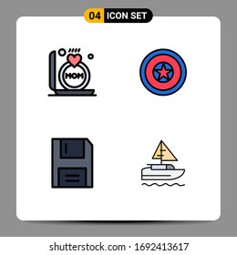 4 Creative Icons Modern Signs and Symbols of ring; disc; mother; independence day; floppy Editable Vector Design Elements