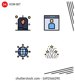 4 Creative Icons Modern Signs and Symbols of birthday; business; party; interface; global Editable Vector Design Elements