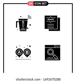 4 Creative Icons Modern Signs and Symbols of blender; restaurant; wifi; drink; road Editable Vector Design Elements