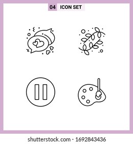 4 Creative Icons Modern Signs and Symbols of chat; art; buds; nature; drawing Editable Vector Design Elements
