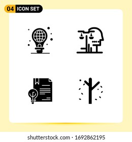 4 Creative Icons Modern Signs and Symbols of protection; business; light bulb; human; digital Editable Vector Design Elements