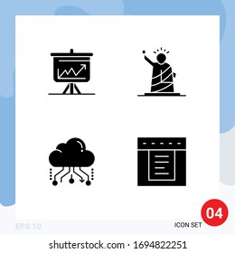 4 Creative Icons Modern Signs and Symbols of graph; usa; board; liberty; link Editable Vector Design Elements
