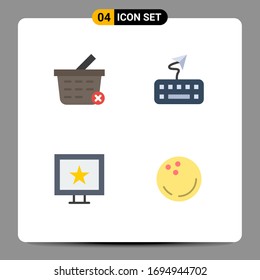 4 Creative Icons Modern Signs and Symbols of basket; ball; attach; cinema; sports Editable Vector Design Elements