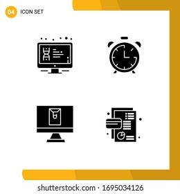4 Creative Icons Modern Signs and Symbols of display; email; monitor; clock; letter Editable Vector Design Elements