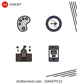4 Creative Icons Modern Signs and Symbols of drawing; college; arrow; interface; preparatory Editable Vector Design Elements