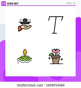 4 Creative Icons Modern Signs and Symbols of waiter; venetian; lunch; italic; growth Editable Vector Design Elements