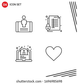 4 Iconos creativos Signos modernos y símbolos del cliente; patrimonio; social; protección; elementos de diseño de vectores editables reales