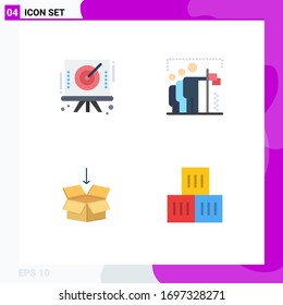 4 Iconos creativos Signos modernos y símbolos de flecha; casilla; objetivo; ganar; elementos de diseño de vectores editables