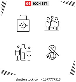 4 Creative Icons Modern Signs and Symbols of key; health; security; cloning; alcoholic Editable Vector Design Elements