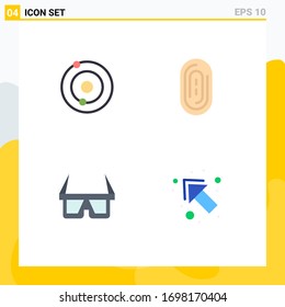 4 Iconos creativos Signos y símbolos modernos de energía solar; estéreo; biométrico; gafas; hasta elementos de diseño de vectores editables