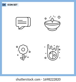 4 Creative Icons Modern Signs and Symbols of chat; plent; bright; lamp; holiday Editable Vector Design Elements