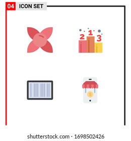4 Creative Icons Modern Signs and Symbols of bloom; barcodes; nature; rank; shopping Editable Vector Design Elements