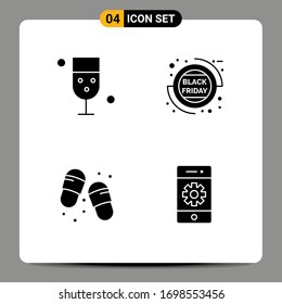 4 Creative Icons Modern Signs and Symbols of cup; beach; food; friday; footwear Editable Vector Design Elements