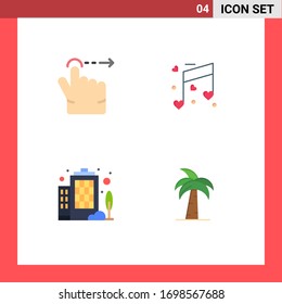 4 Creative Icons Modern Signs and Symbols of finger; company; music; wedding; global Editable Vector Design Elements